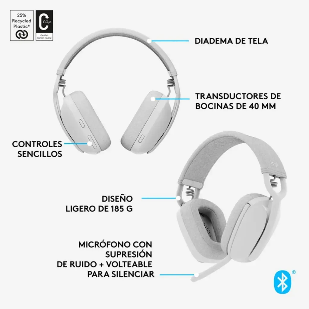 Audifono CMic Bluetooth Logitech ZONE Vibe 100 981-001218 2.0 (4).webp