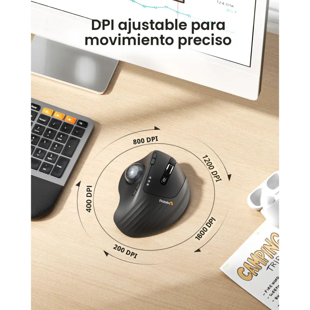 Mouse Inalambrico ProtoArc Wireless Trackball EM01 Ergonomic Bluetooth 2.0 (4).webp