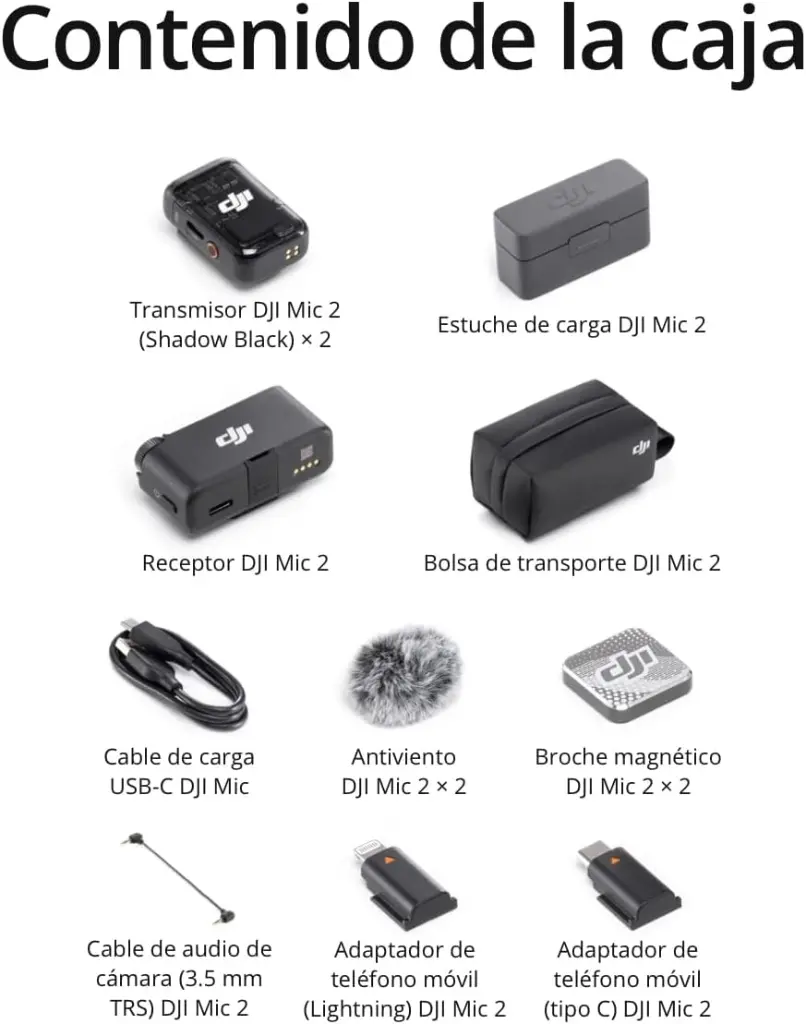 Microfono Solapa Inalámbrico DJI MIC 2 (2Tx + 1Rx + Estuche de Carga) DM1021 0.9.webp