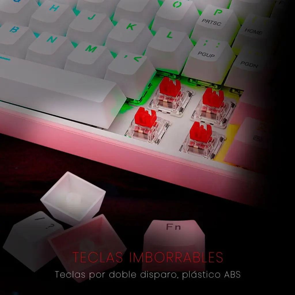 Teclado Inalambrico redragon Fizz Pro K616 RGB Blanco-Rosado 2.0 (3).webp