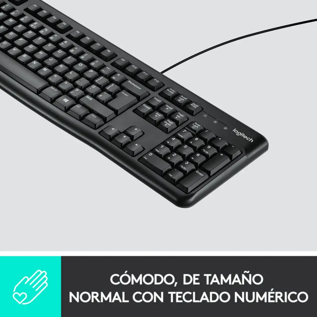Teclado USB Logitech K120 ESN Negro 920-004422 2.0 (5).webp