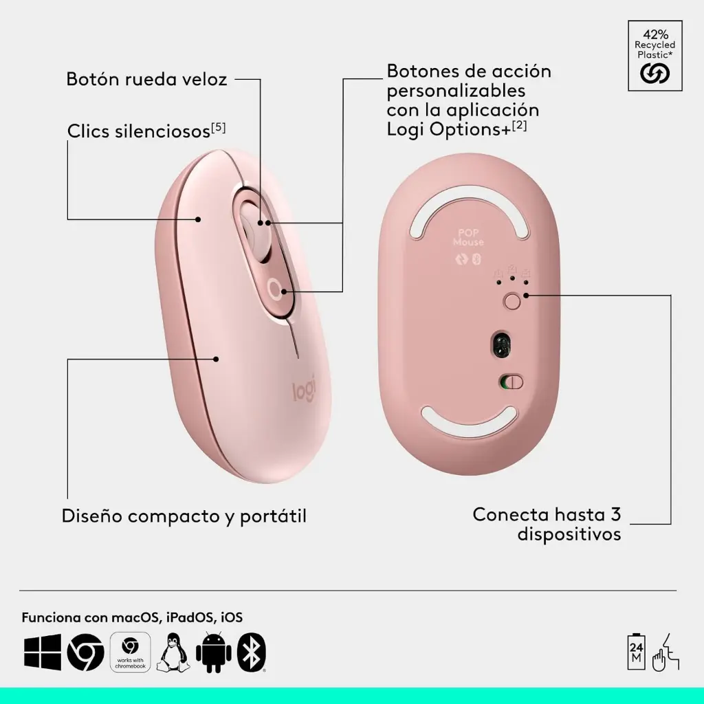 Kit TecMouse Logitech Pop Icon varios colores 2.0 (23).webp