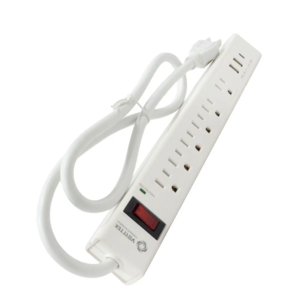 Regleta y Supresor de Picos Vorttek VK-SP6S001 6 Tomas + 2 USB + 1 USB-C  2.0 (3).webp