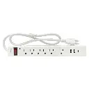 Regleta y Supresor de Picos Vorttek VK-SP6S001 6 Tomas + 2 USB + 1 USB-C  2.0.webp