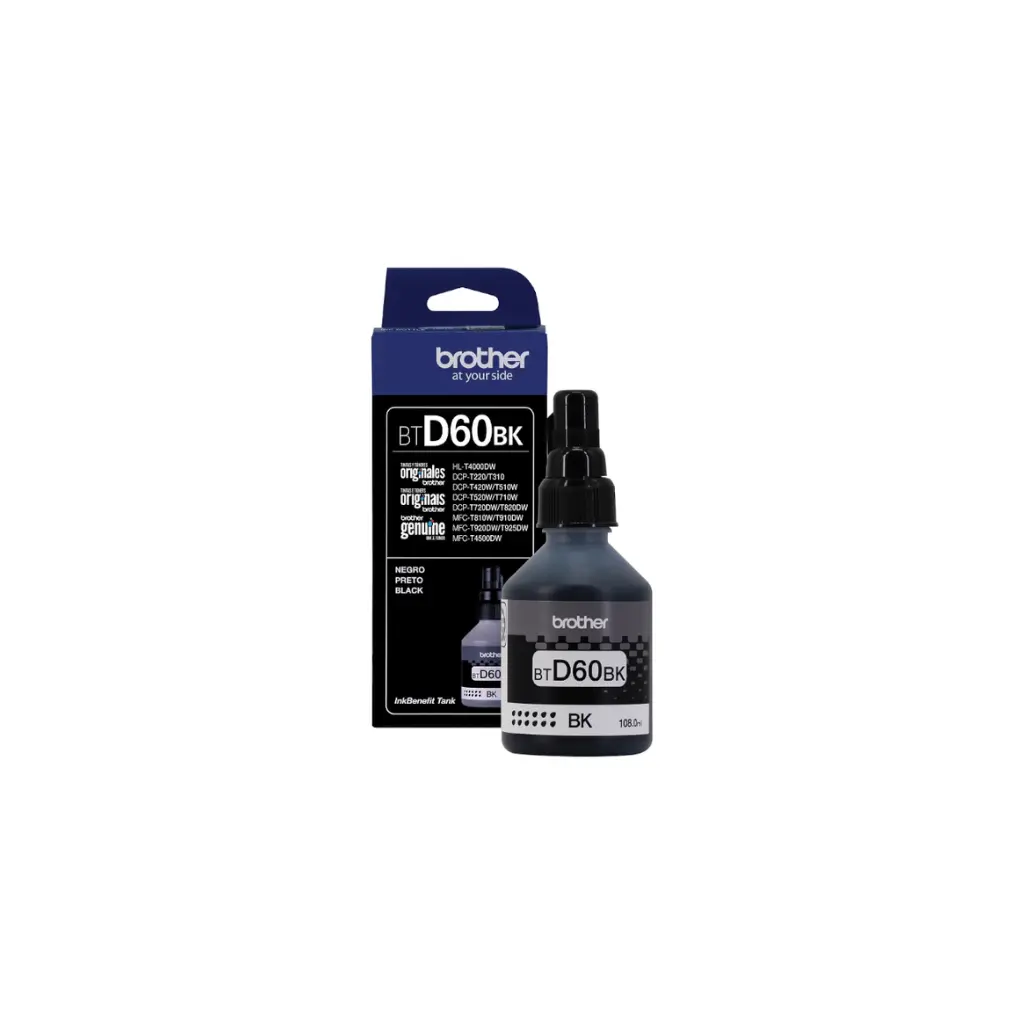 Bote de Tinta Brother BTD60BK NEGRO 108ML NEGRA HL-T4000DW DCP-T300/510W/710W MFC-T810W/910DW/4500DW