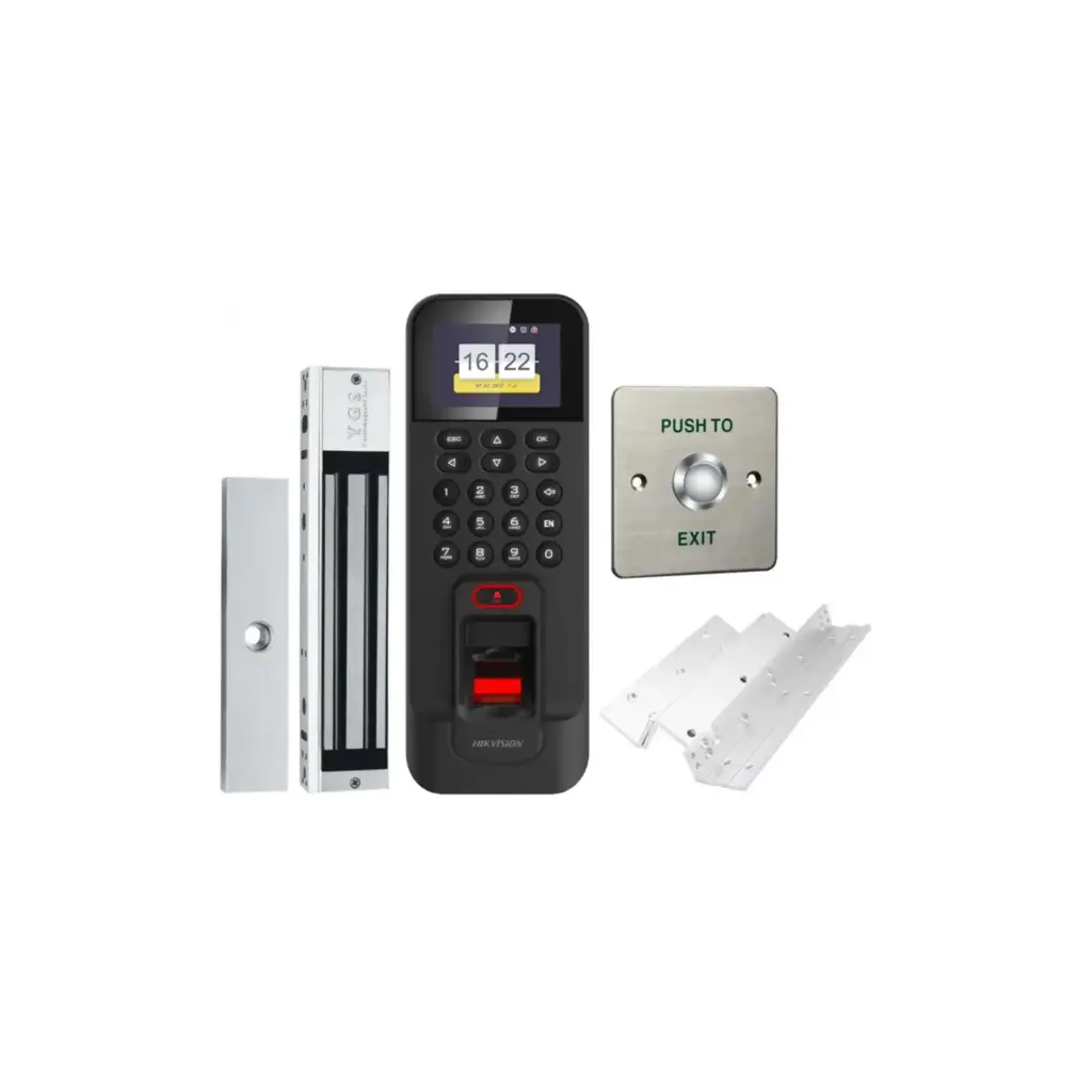 Kit Control de Acceso Biometrico/Tarjeta/ Electroiman/Boton Salida/ Hikvision DS-KAS261
