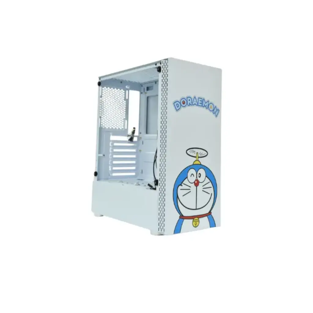Case P/Computadora WJCOOLMAN Doraemon Blanco Pre-Instaladas 3 Fan RGB LIQUIDACION 