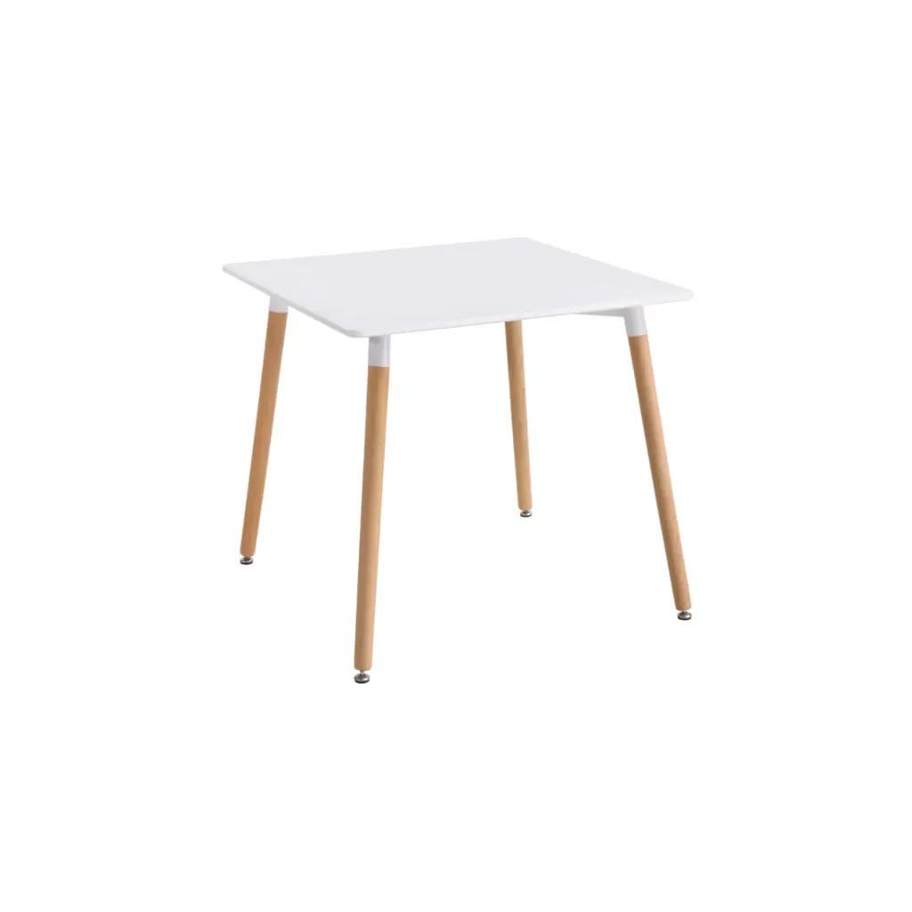 Mesa Blanca Patas de Madera 60CM x 60Cm x 70CM