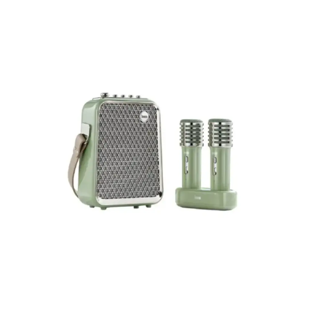 Parlante Bluetooth Divoom SongBird-HQ + 2 Microfono Karaoke Verde