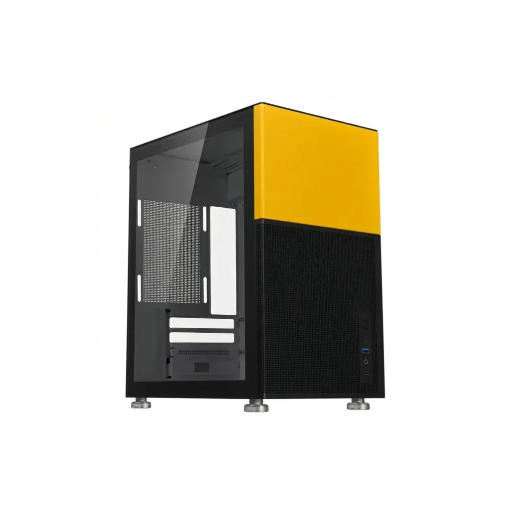 Case P/Computadora WJCOOLMAN Linglong Sin Fuente / No Ventiladora Negro/Amarillo LIQUIDACION 