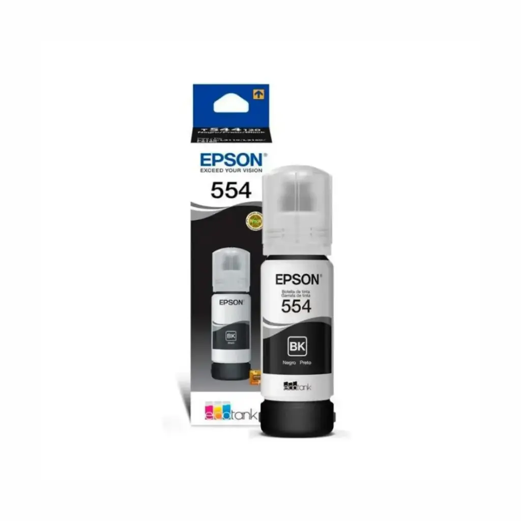 Bote de Tinta Epson T554120 T554 Negro L8160 L8180 Pigmentada