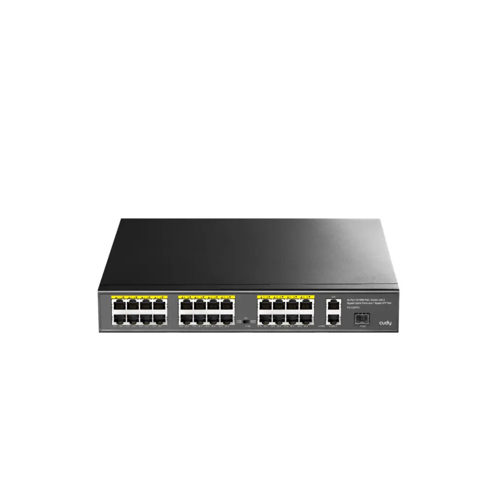 Switch de 24 Puertos Cudy FS1026PS1 10/100 Puertos 24 POE + 2GE + Gigabite SFP Slot
