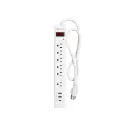Regleta y Supresor de Picos Vorttek VK-SP6S001 6 Tomas + 2 USB + 1 USB-C 
