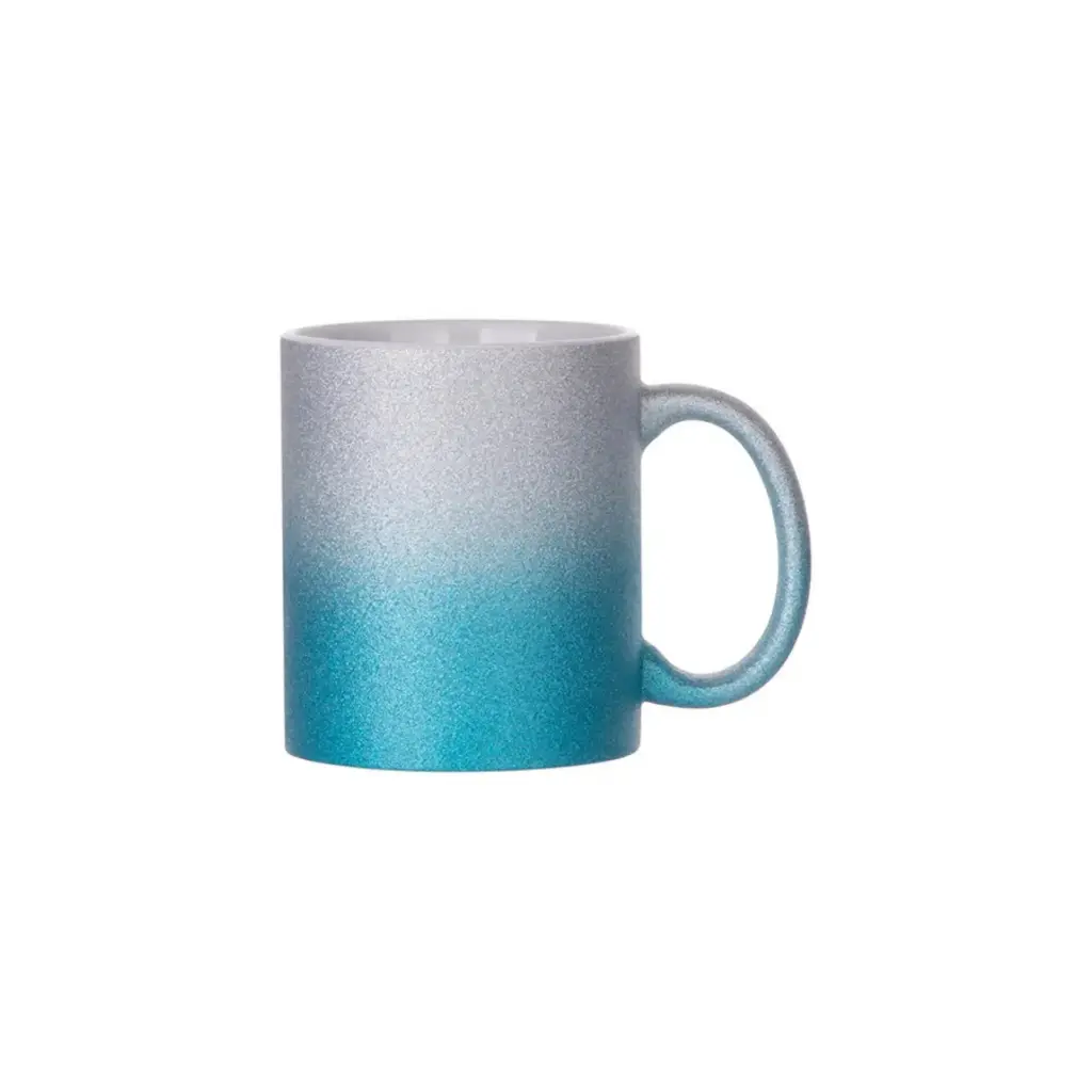 Sub/Taza de Ceramica para Sublimacion Spectra Silver/Ligth Blue 11oz/330ml Brillantina SP11GTMX-SVBL