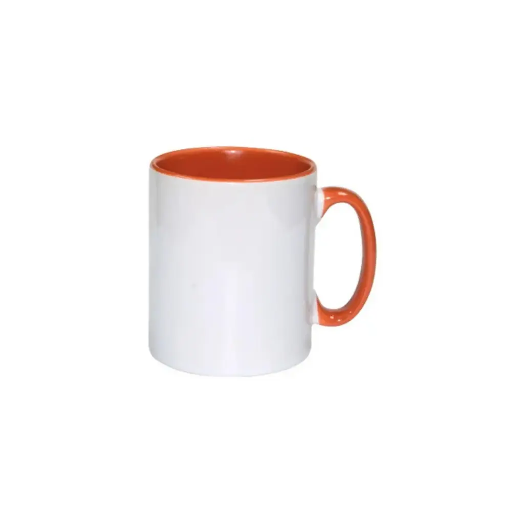 Sub/Taza de Ceramica para Sublimacion Spectra Blanca 10oz Fondo Naranja SP10T-02