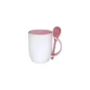 Sub/Taza de Ceramica para Sublimacion Spectra Blanca 11oz/330ml Fondo Rosada + Cuchara SP11S-10