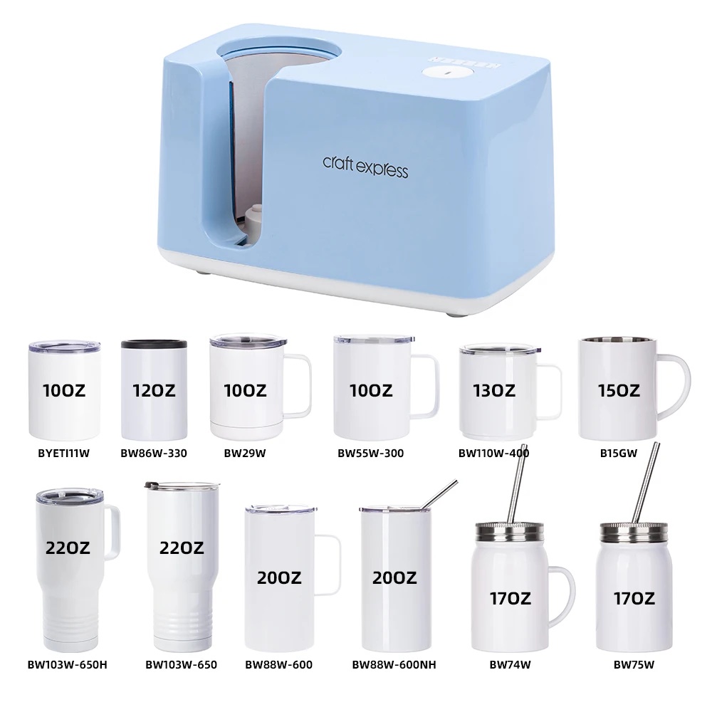 Maquina de Sublimacion Taza Craft Express Compatible Tamaños 10oz/12oz/13oz/15oz/22oz/20oz/17oz Azul SP-AUMP15BL-1-US