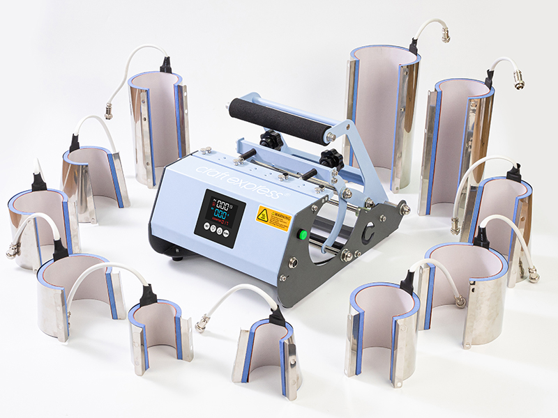 Maquina  de Sublimacion 11 in 1 Craft Express Compatible Tamaños 1.5oz/3oz/10oz/11oz/12oz Latte/17oz Latte/12oz Stemless Cup/20oz Tumbler/30oz Tumbler heater/280mm heater/17oz Glass Skinny Tumbler Heater SP-MP280HLB-11IN1