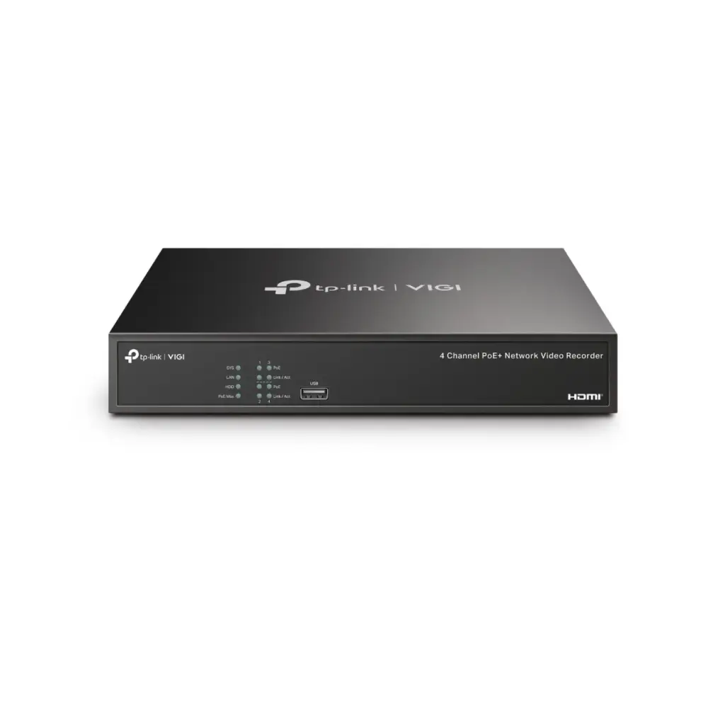NVR TPLINK VIGI NVR1004H-4P 4 CANALES H.265 4P POE 53W, 1 SATA. Rackeable