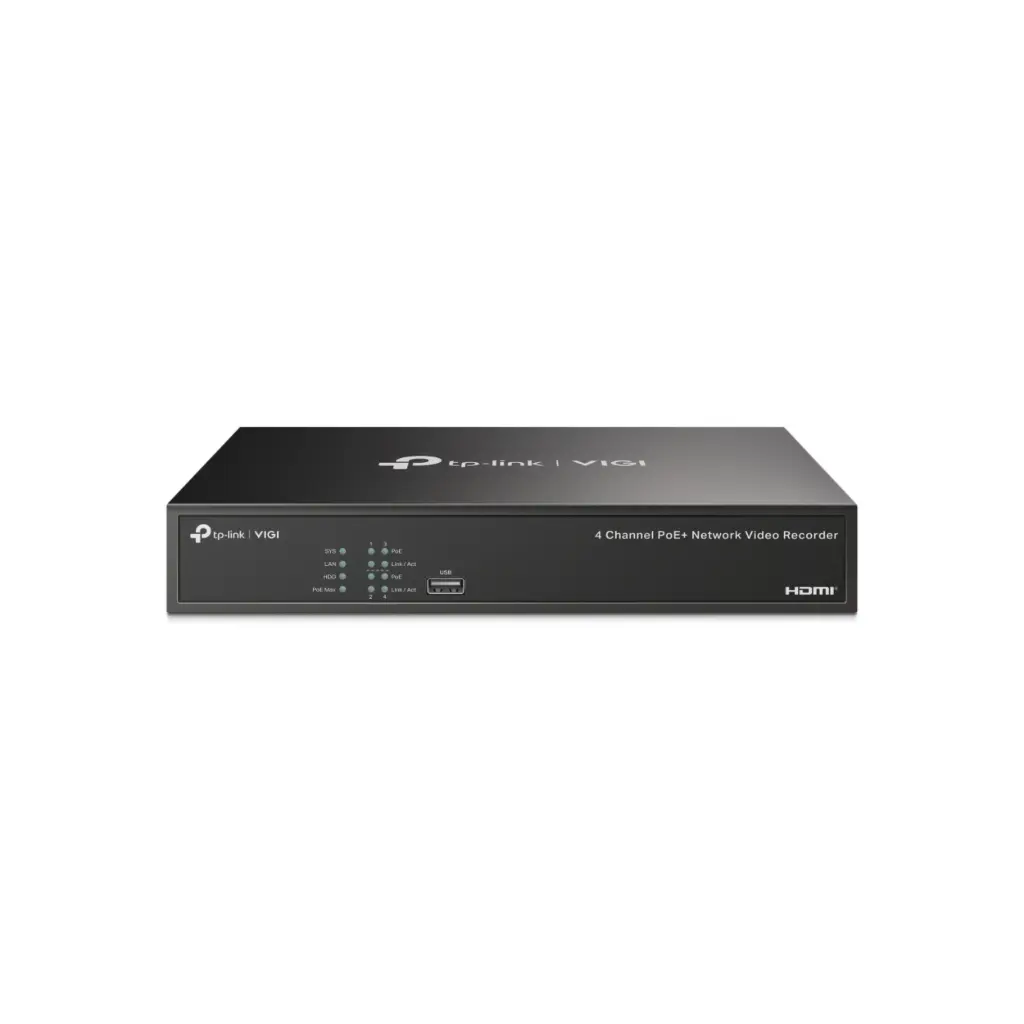 NVR TPLINK VIGI NVR1004H-4P 4 CANALES H.265 4P POE 53W, 1 SATA. Rackeable