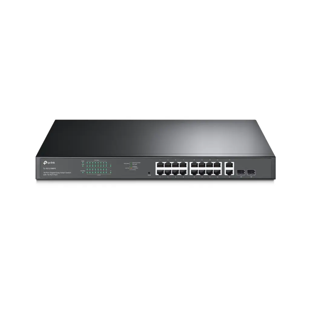 Switch de 18 Puertos Gigabit Smart con 16 Puertos POE+ 2SFP Max 250W +SFP SLOT TPLINK TL-SG1218MPE