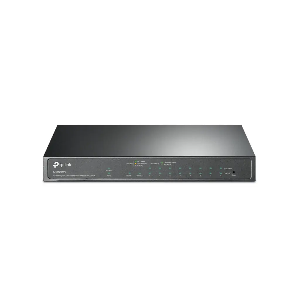 Switch de 10 Puertos Gigabit Smart con 8 Puertos POE+ 1 Gigabit + 1 SFP Max 123W TPLINK TL-SG1210MPE