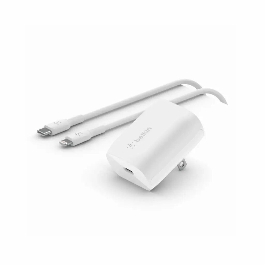 Cargador de Pared Belkin WCA005dq1MWH-B5  Puertos USB-C + USB-C a Lightning Blanco