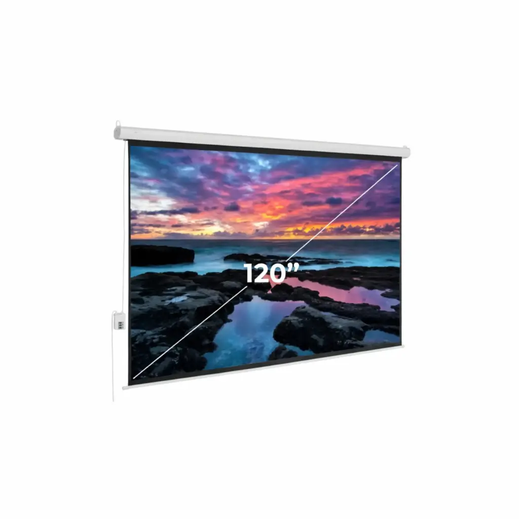 Pantalla Proyector 120" Electrica HD 16:9 VORTTEK Blanca