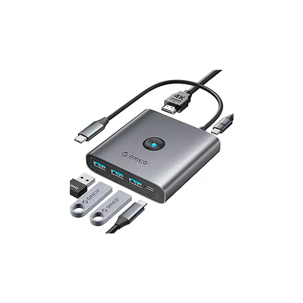 Adaptador USB-C a 3xUSB 3.0/HDMI 4K/USB-C/PD 100W 6 in 1 Orico FAX3-6P-GY-EP