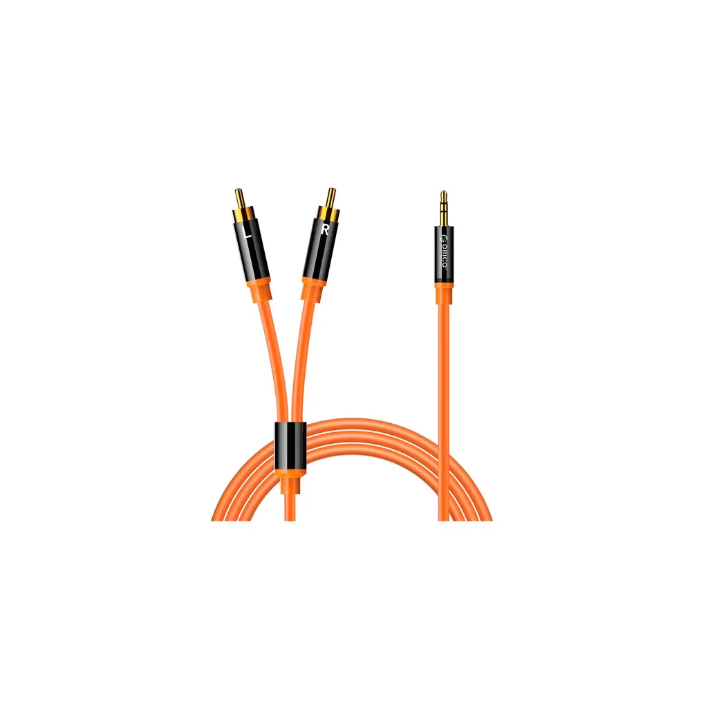 Cable de Audio 3.5mm Macho a 2RCA 5 Metros Orico AXRM-50-OR-BP Naranja