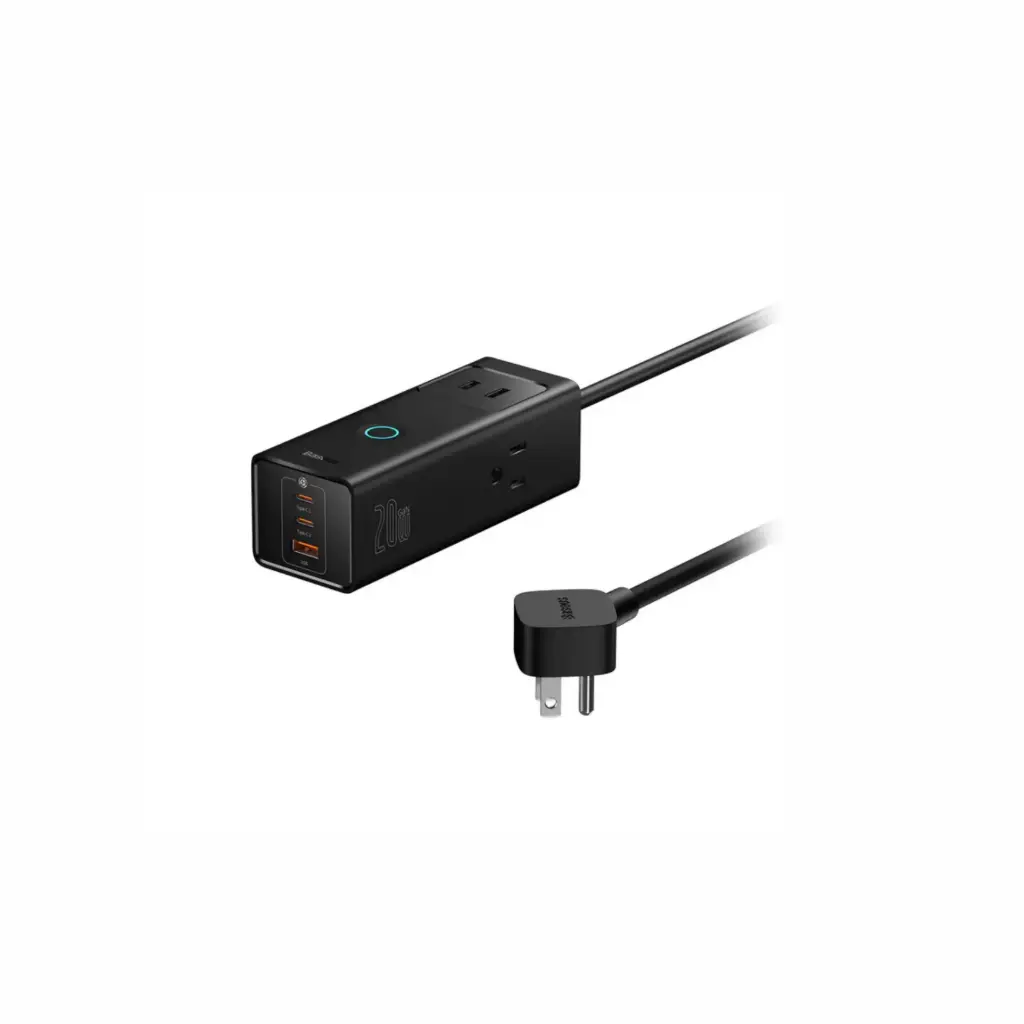 Estacion de Carga Baseus PowerCombo Digital 3AC + 1USB +2 USB-C 20W PSLA030301 Negro