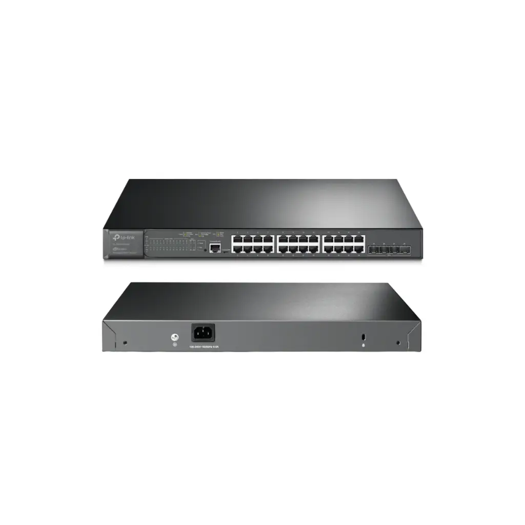 Switch de 24 Puertos Gigabit L2+ Administrable con 4 10GE SFP+ Slots TPLINK OMADA TL-SG3428XMP Rackeable POE 384W