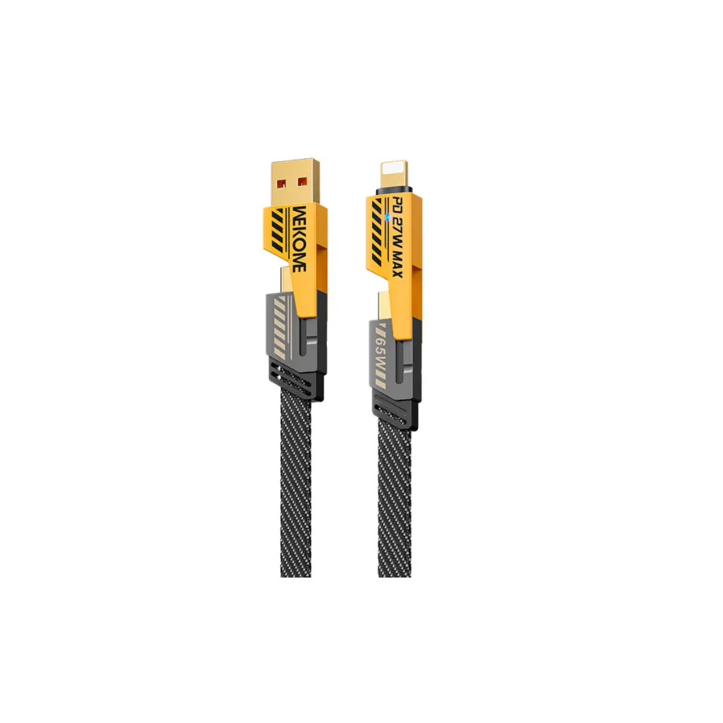 Cable USB-A/USB-C a Lightning/USB-C 4 en 1 Wekome WDC-25 65W Amarillo
