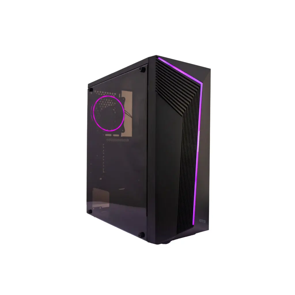 Case P/Computadora Vorttek Essential VK-i10 RGB Negro + 1 Ventiladora RGB