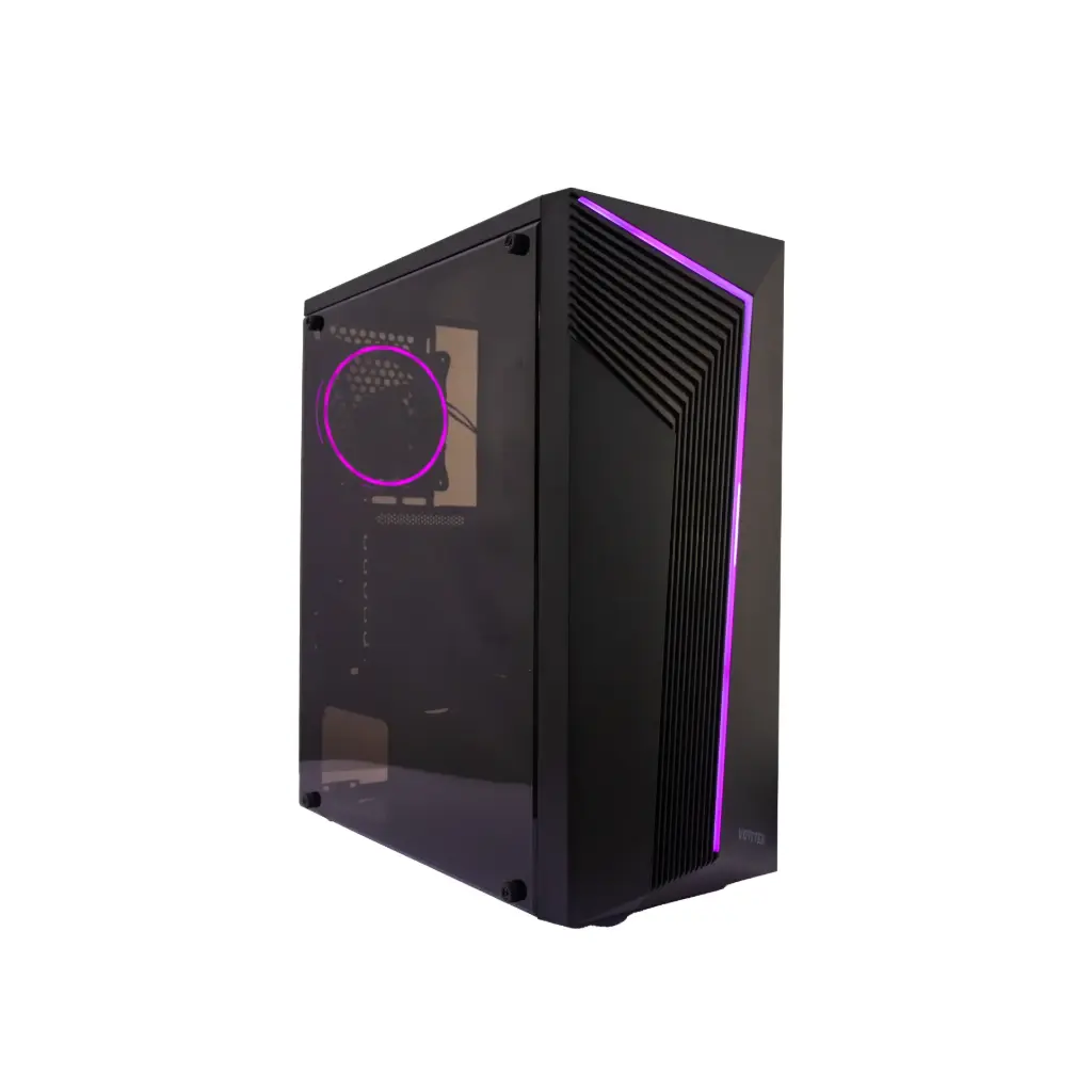 Case P/Computadora Vorttek Essential VK-i10 RGB Negro + 1 Ventiladora RGB