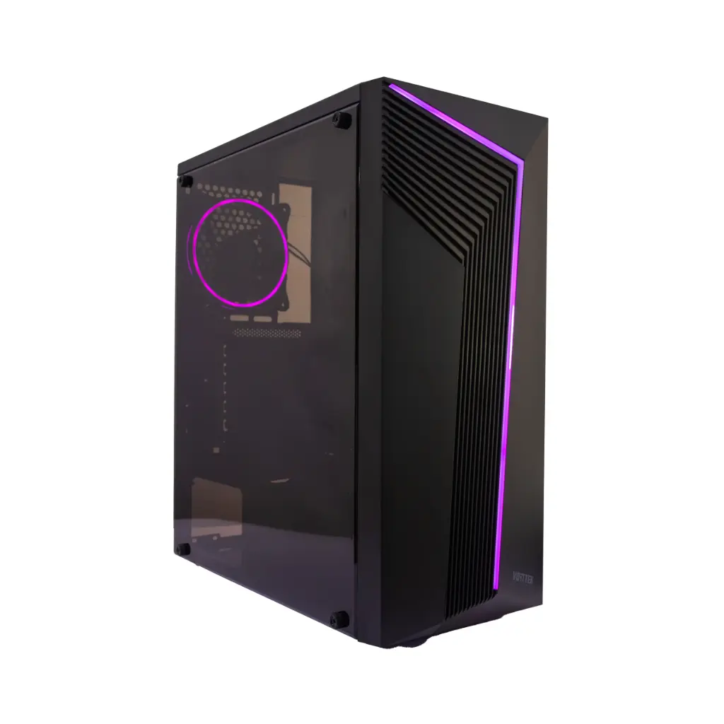 Case P/Computadora Vorttek Essential VK-i10 RGB Negro + 1 Ventiladora RGB