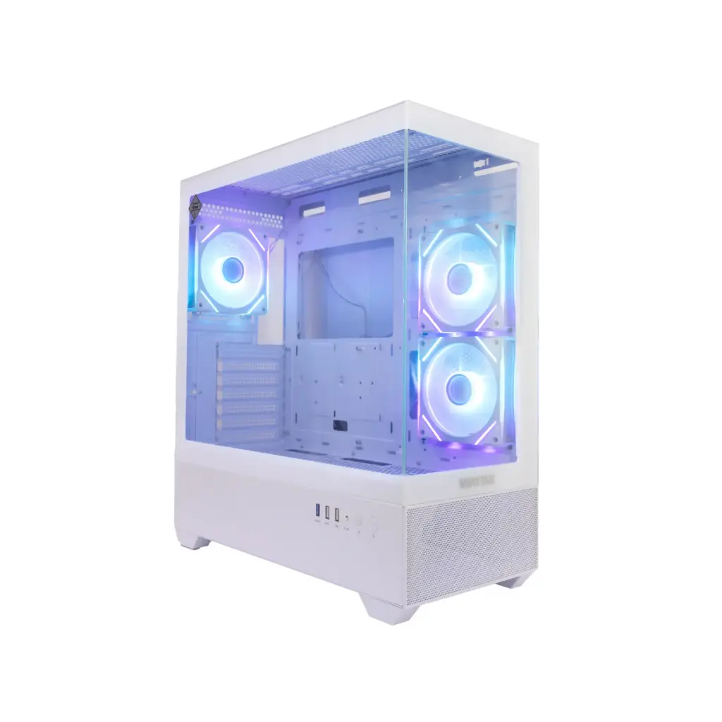 Case P/Computadora Vorttek GlacierSteel Gaming VK-440GS RGB Blanco + 3 Ventiladoras RGB