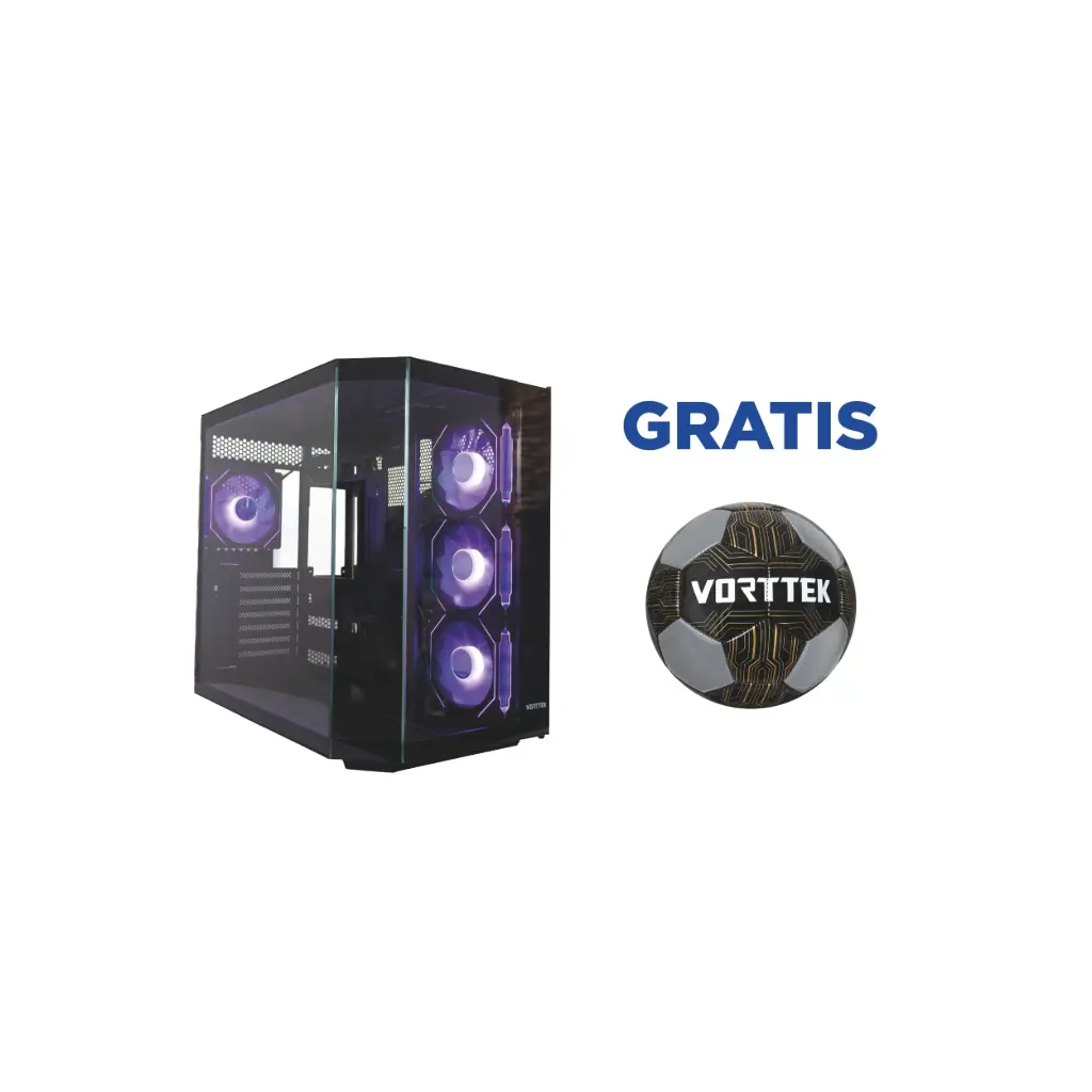 Case P/Computadora Vorttek PhantomSteel Gaming VK-430GS RGB Negro + 4 Ventiladoras RGB