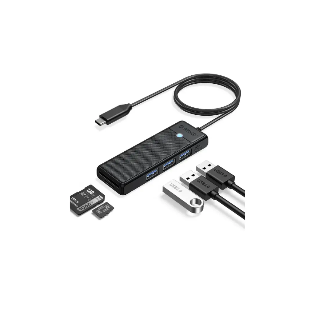 HUB USB-C a 4 Puerto 3.0 + 3 USB A 2.0 Yottamaster SH7A43-02-BK-EP Negro