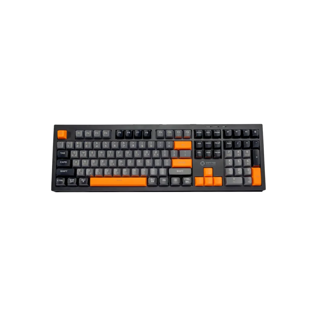 Teclado Inalambrico/Bluetooth/USB Gamer Vorttek KB708 Gris Naranja RGB Ingles Extendido con numerico