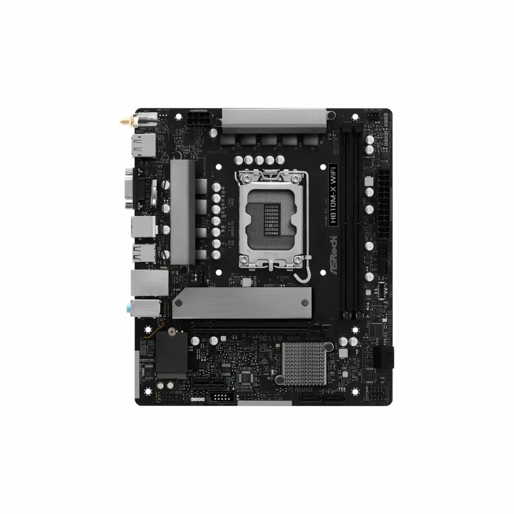 Tarjeta Madre PC LGA1851 Asrock H810M-X WIFI DDR5 90-MXBX60-0UAYAZ para procesadores Ultra 7
