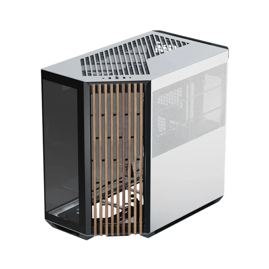 Case P/Computadora APNX V1-W-BW-V1 MID Tower Sin Fuente Blanco/Negro/Madera