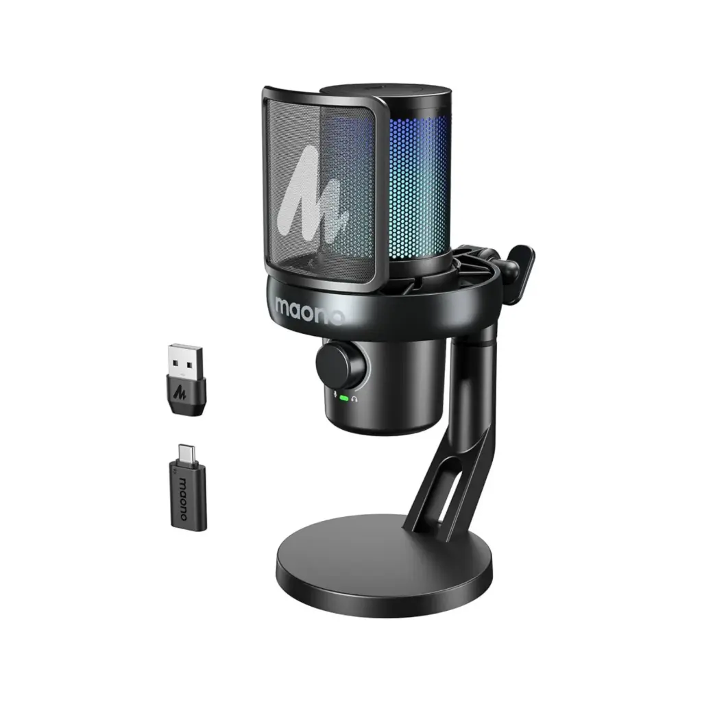 Microfono MAONO Inalambrico DM40 PRO USB-C + Stand De Escritorio Negro