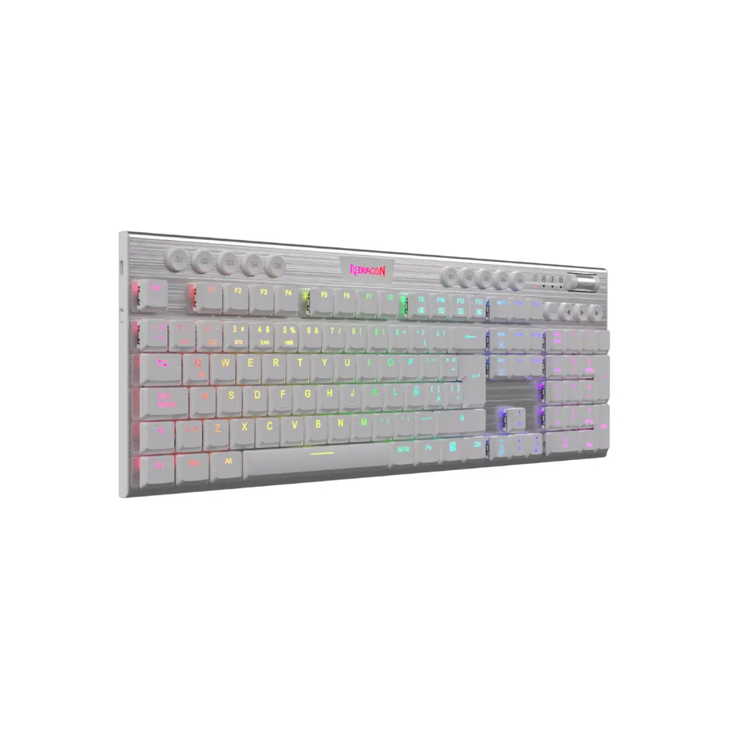 Teclado USB Redragon HORUS FS K619W RGB Swtich Rojo Blanco Español