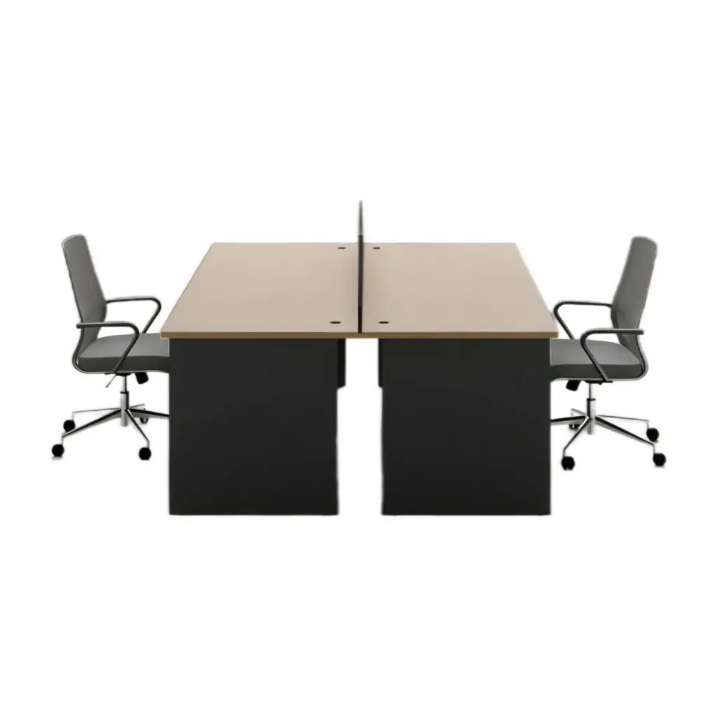 2 x Escritorio para Oficina Bruno BR-D0412 1200 x 600 x 750 Beige / Gris + 2 x Silla para Oficina Semi Ejecutiva B-202 Azul/Gris + Repisa