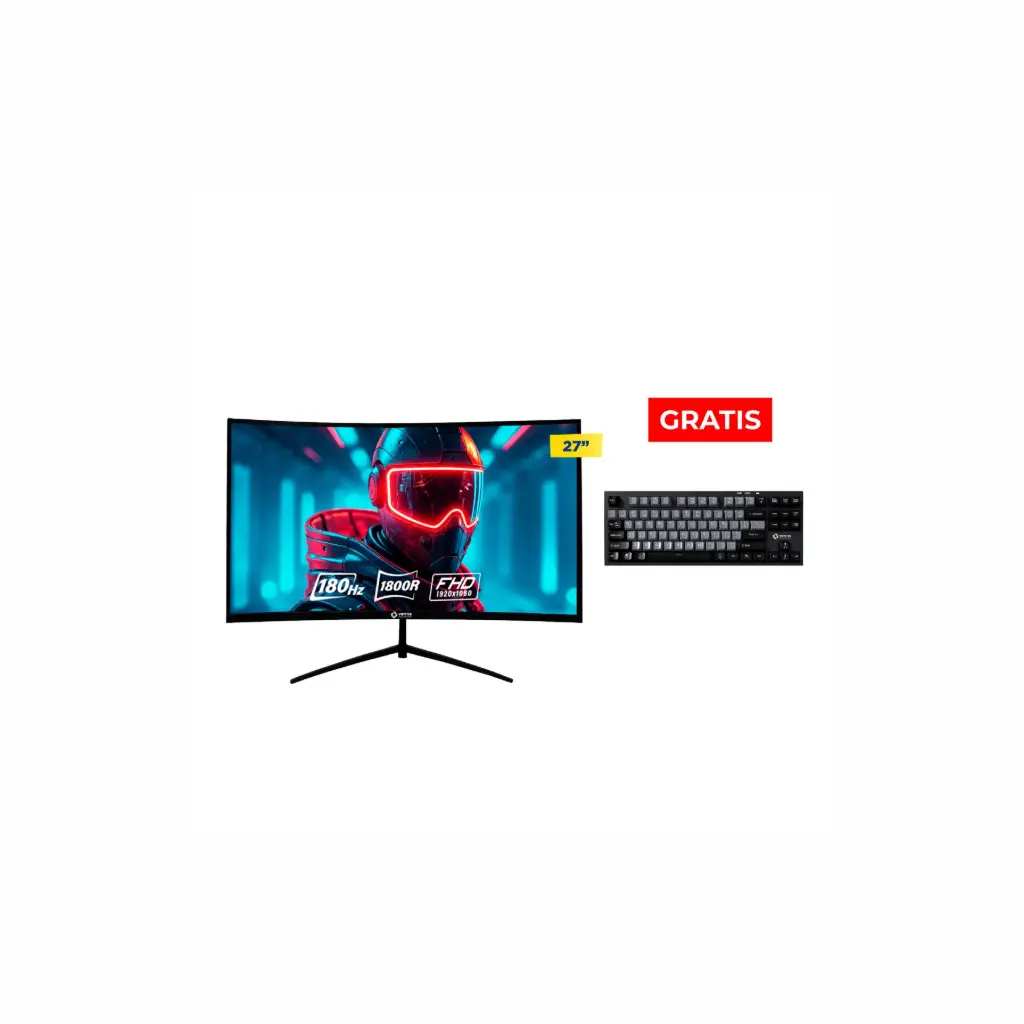Monitor LED 27 Vorttek VK270CG DP/HDMI 180Hz 1920x1080 1ms Curvo + Teclado Vorttek KB787