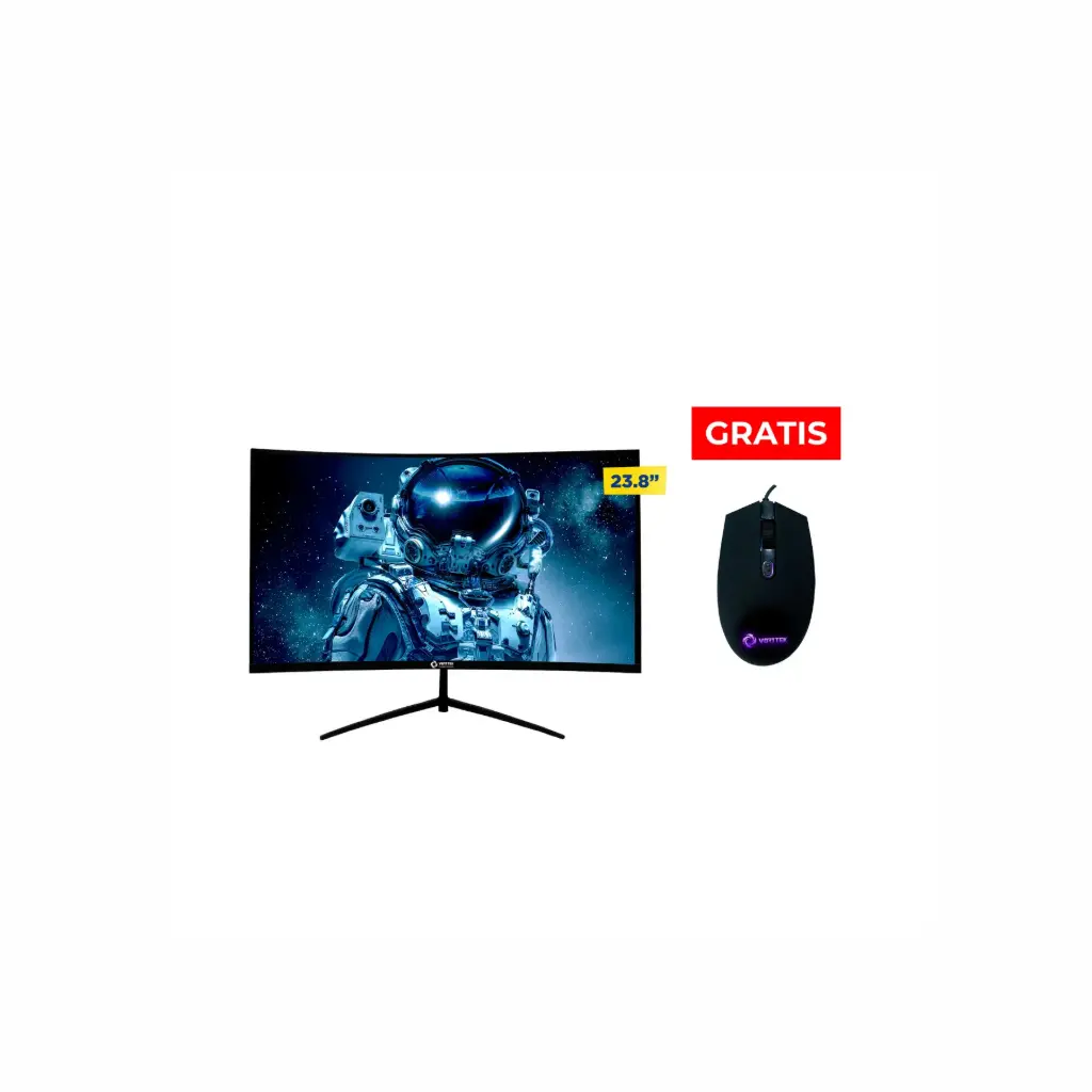 Monitor LED 23.8" Vorttek VK238CG HDMI/DP 180Hz 1920 x 1080 Curvo + Mouse VK-BM11 RGB