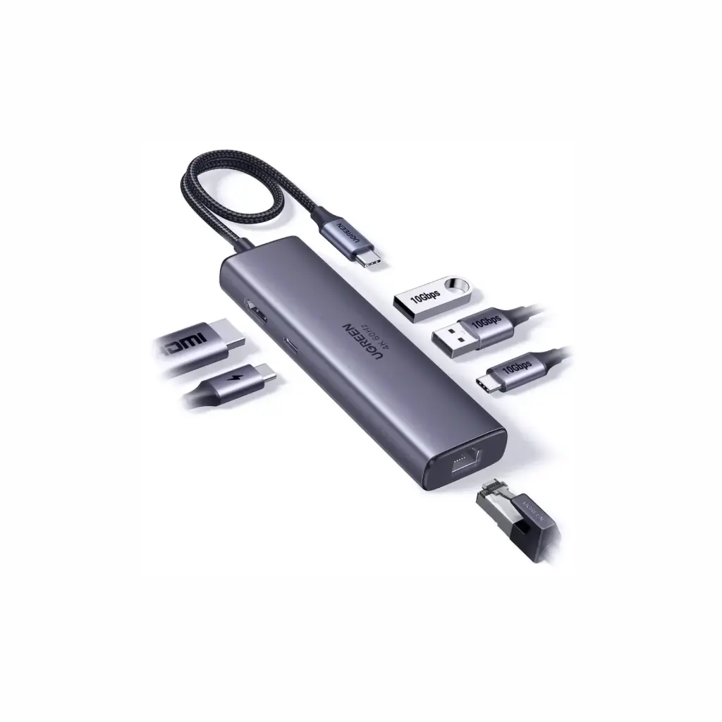 Adaptador USB-C a 3XUSB 3.0/HDMI 4K/PD 100w/RJ45 Ugreen 15598
