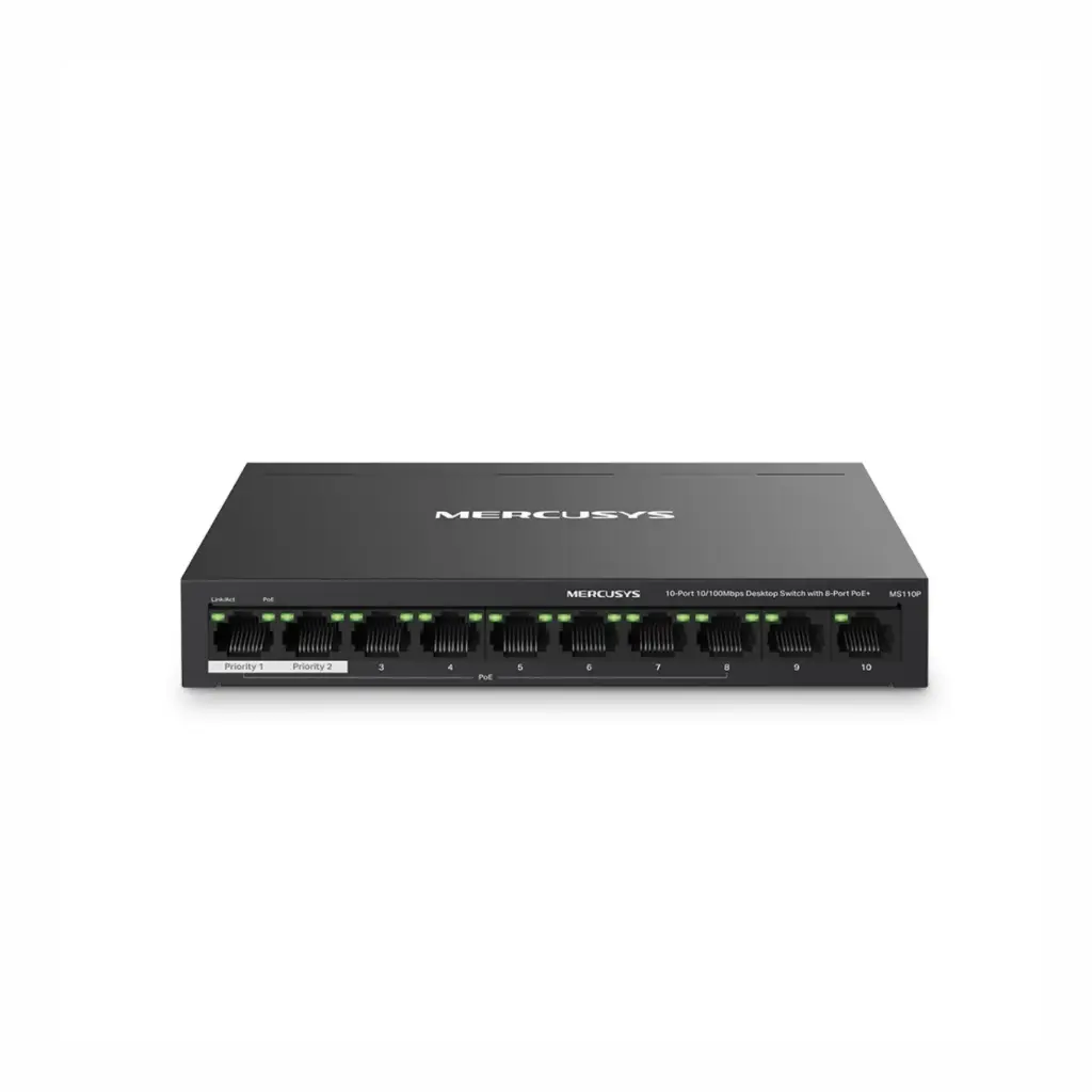 Switch de 8 Puertos MERCUSYS MS110P 10/100 8 POE + 2 Uplink