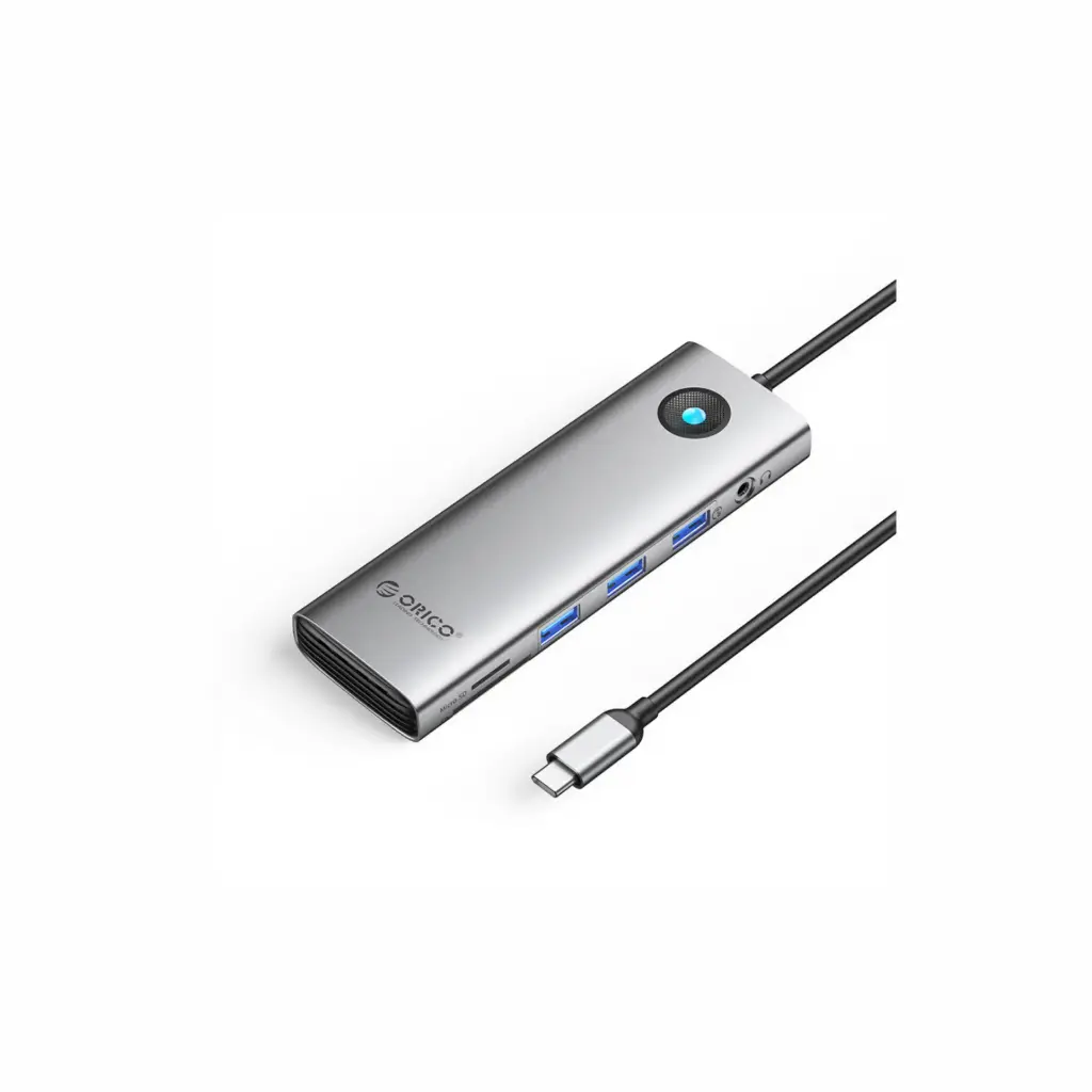 Adaptador USB-C a 3USB 3.0/HDMI 4K/VGA/3.5mm/SD/TF/RJ45/PD 100W 10 in 1 Orico PW11-10P-GY-EP Dark Grey